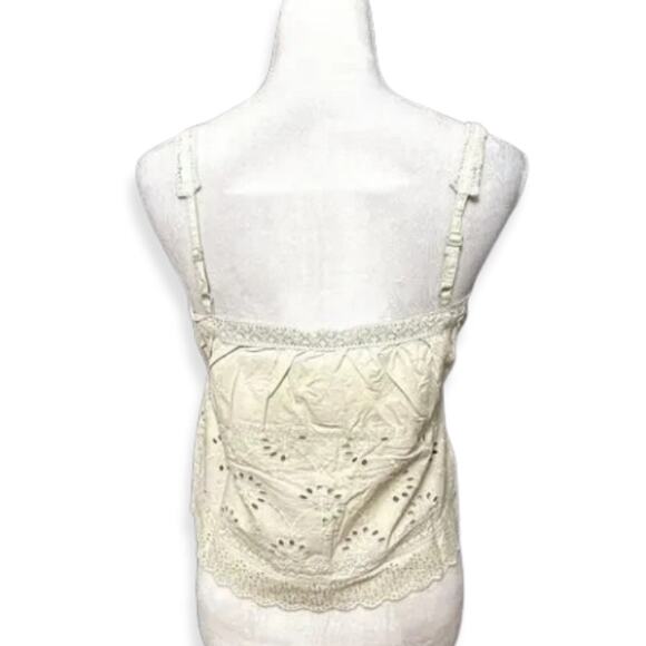 Guess Crop Tank Button Front Eyelet Lace Pattern Sleeveless Green Women's S NWT - Picture 6 of 11